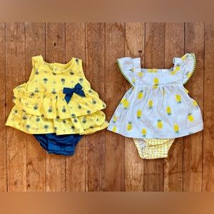 Blue & Yellow Baby Dress Bundle 0-3 mo